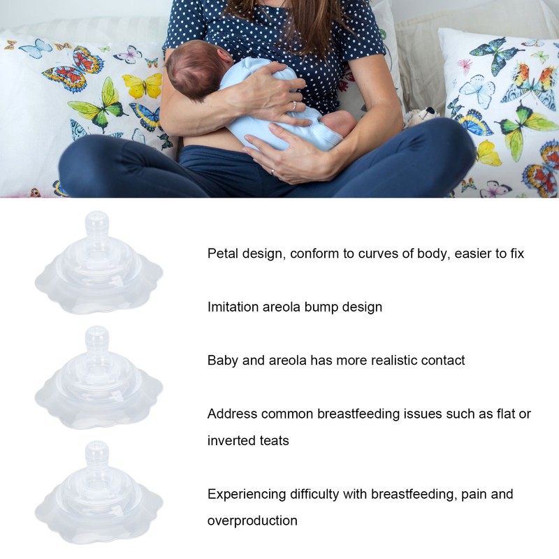 3Pcs Teat Shields 2 Layer Protective Cover for Breastfeeding Nursing