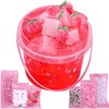 Premade Peach Pink Jelly Cube Glimmer Crunchy Crystal Slime, Includes