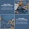 Qiqiong 100% Cotton Elegant Floral King Quilt Set, Denim Blue
