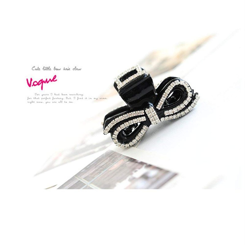 Ruihfas 2Pcs Small Rhinestones Bow Hair Claws Jaw Clips Ponytail