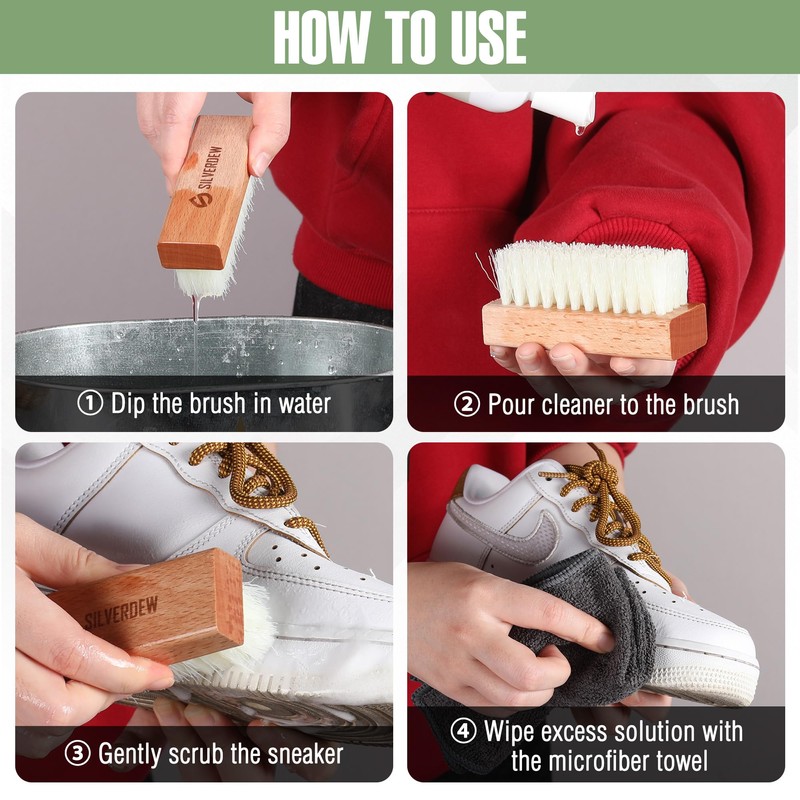 SILVERDEW 33PCS Shoe Cleaning Kit, 8oz Shoe Cleaner, 30 Pack