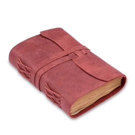 LEATHER VILLAGE Leather Bound Journal - Fuchsia, 11.5"X8.50", 220 Pages - Vintage Blank Paper Diary for Writing, Drawing, Sketchbook, and Travel Notebook - Ideal for Women and Men