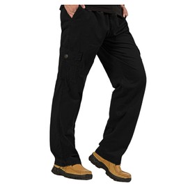 WZIKAI Mens Cargo Pants Elastic Waist Joggers for Men Workout Sweatpants Casual Long Trousers Black XL