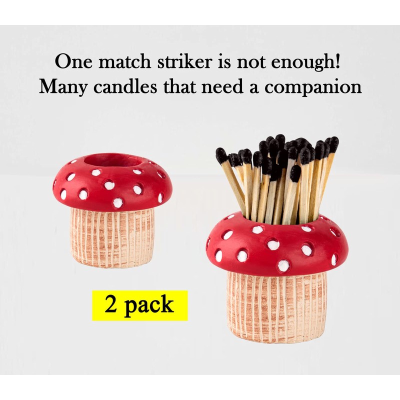 Mushroom Match Holder With Striker 2 Décor Match Striker Jar
