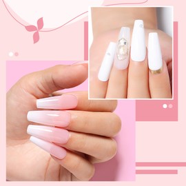 Nicedeco Gel Nail Polish 2 Pcs 15ml White Pink Color Soak Off LED U V Gel Nail Kit Manicure DIY Home for Women