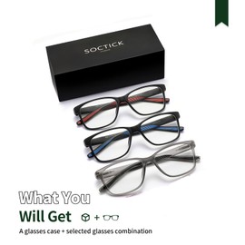 SOCTICK Blue Light Blocking Reading Glasses for Men,3 pack Lightweight & Comfort Computer Readers,Anti Eyestrain Lens(C2,+2.5)