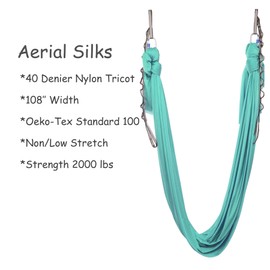 SKYPHAROS 5.5 Yards Aerial Silks Yoga Swing Set - Aerial Yoga Hammock Kit Anti-Gravity Flying for Fitness, Low/Non Stretch Nylon Tricot Fabric Hardware Included for Dance