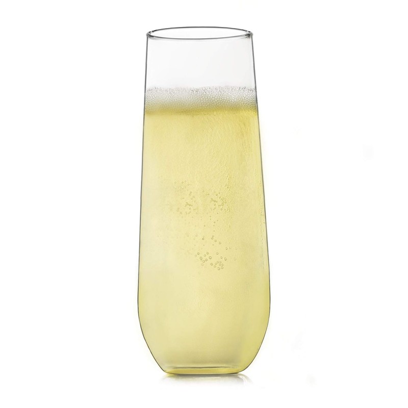 Libbey 228 Stemless Champagne Flutes Glass Set of 12, Elegant