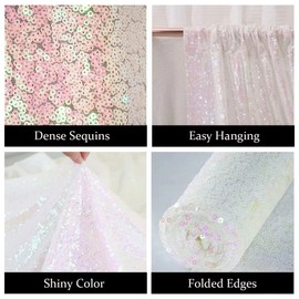 HMQIANG 4FTx8FT Iridescent Sequin Backdrop Curtains 2 Panels Sparkly Background Drapes for Parties Baby Shower Decorations