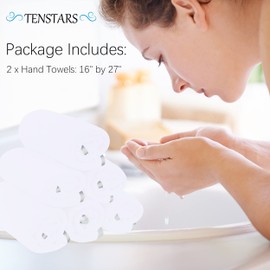 TENSTARS Silk Hemming Hand Towels for Bathroom - Quick Drying - Ultra Soft Microfiber Absorbent Towel for Bath Fitness, Gym, Shower, Hotel, and Spa - 16x28 Inch | Set of 6, White