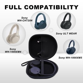 Carrying Case Compatible with Sony WH-1000XM4, WH-CH720N, WH-1000XM5, WH-CH520, ULT WEAR, WHCH710N, WH-CH510 Headphones, Travel Black Hard Shell by DR·AMIU