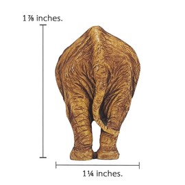 WitnyStore 1⅞" Backside of Elephant 3D Resin Fridge Magnet with Artificial Wood Grain Mammal Wild Life Animals Refrigerator Magnets Decorative Collectibles