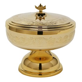 Sudbury Brass Grapes and Leaves Design Ciborium with Cover, 4 1/2 Inch