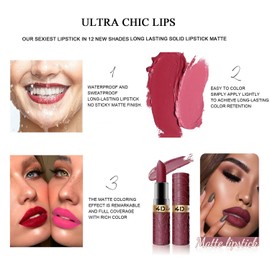Matte Lipstick Set of 6 Lipstick Pack with Nude, Rose, Coffee, Brown Tones Waterproof, Long-Lasting Lipstick Formula with Rich Colours for Pigments Soft Velvet Lipstick Makeup Set (A)