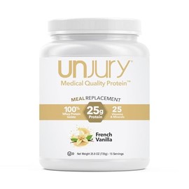 Unjury Meal Replacement Powder | Vanilla | 26g Protein | 25 Vitamins and Minerals | 100% Whey Isolate Protein Powder | Low Carb and Sugar | 15 Servings