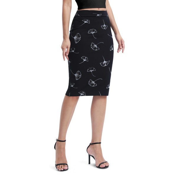 Urban CoCo Women's Elastic Waist Stretch Bodycon Midi Pencil Skirt,