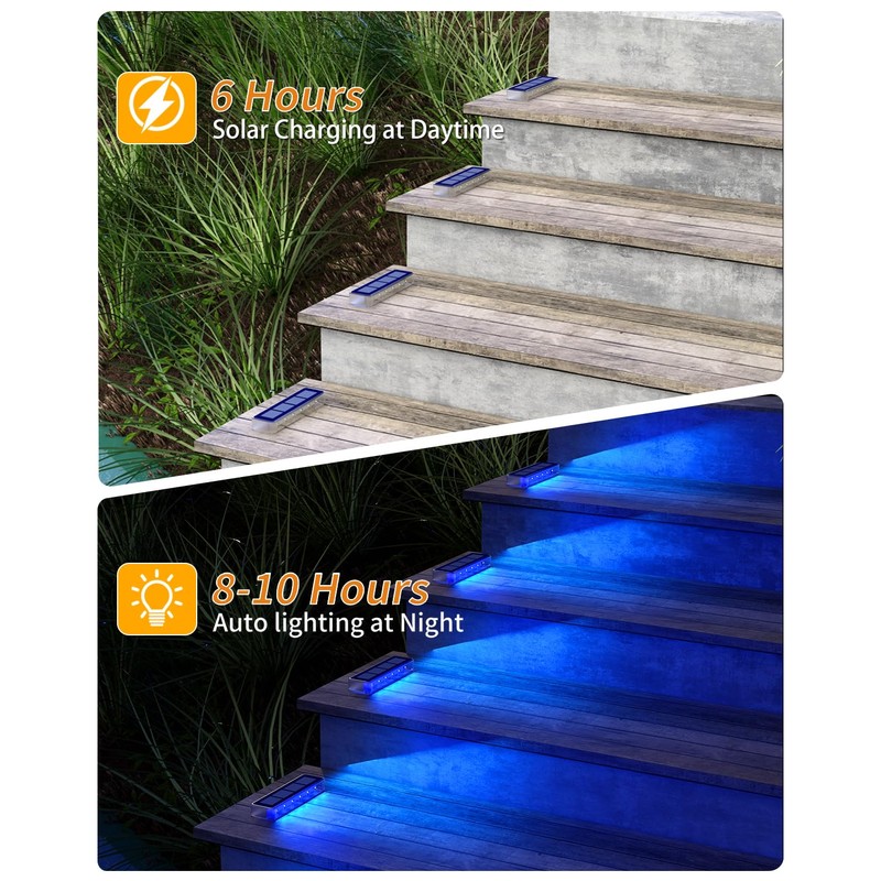 DetarZinLED Solar Step Lights for Outside, 2 Pack Solar Stair