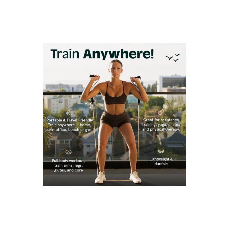 Retrospec Train Resistance Bands Set (5pc) Workout Bands w/Handles, Door