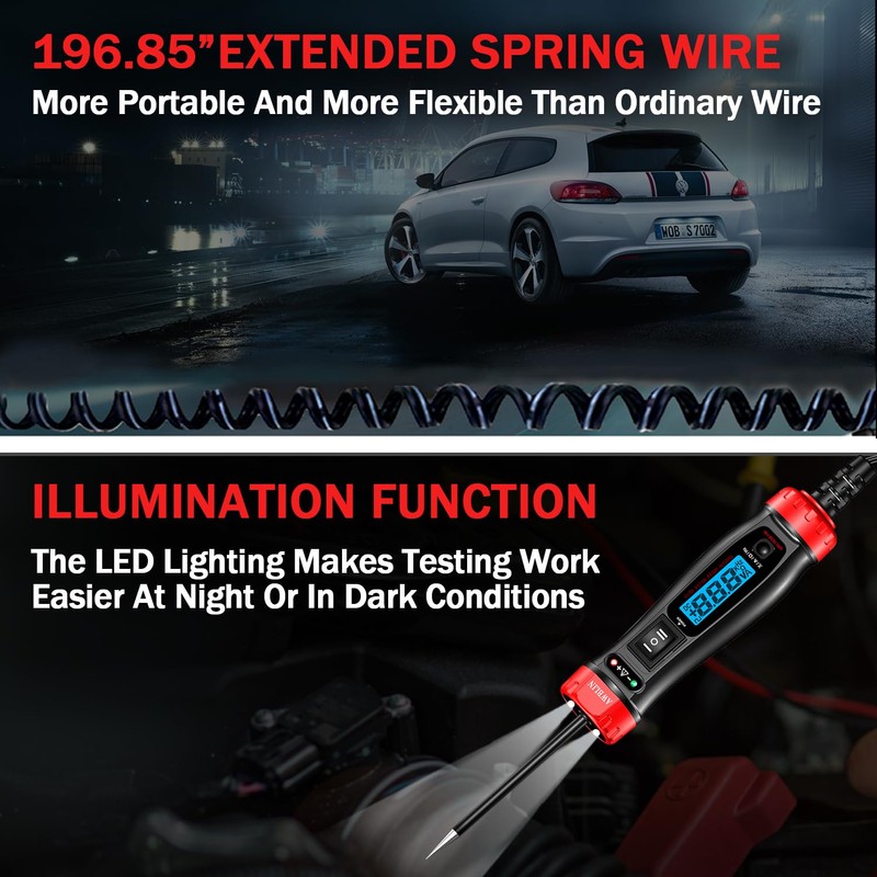 AWBLIN Upgrade Power Circuit Probe Tester, LCD Digital Automotive Test