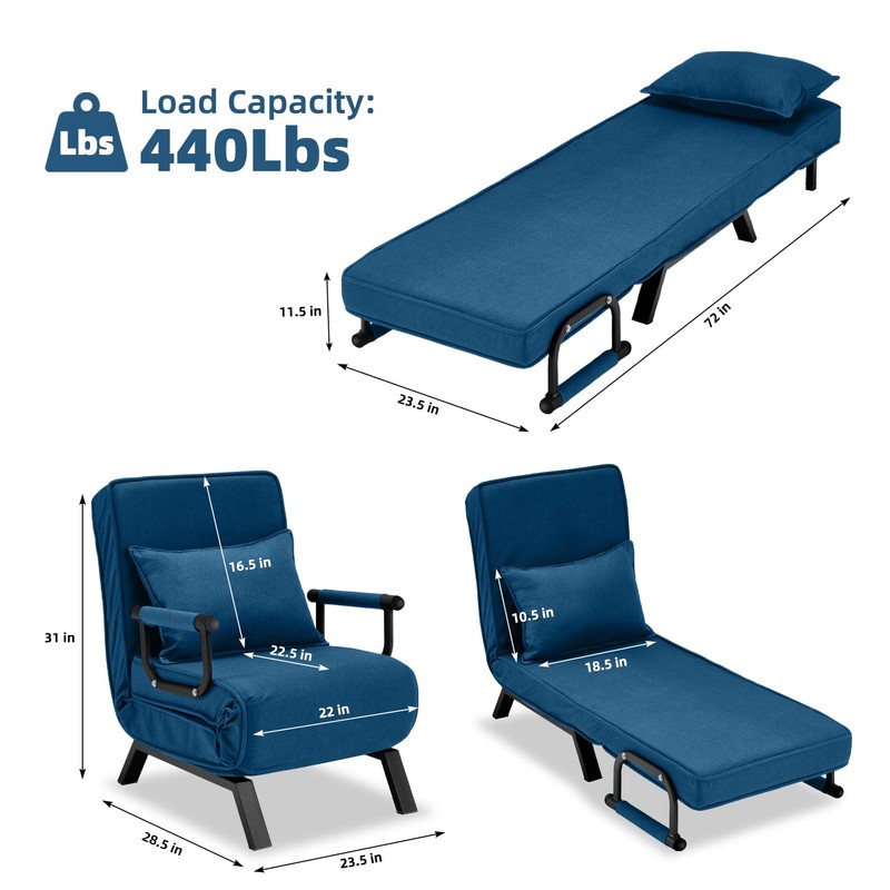 Convertible Sofa Bed Sleeper Chair,Single Person Chaise Lounge Couch with