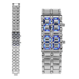Fashionable Steel Band LED Lighting Pair Wrist Watch [03], Electronic Wrist Watches, Women
