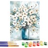 Bimkole DIY White Flowers Paint by Number Kits Blue Bottle
