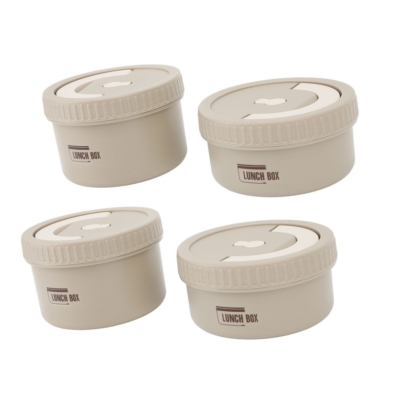 Bento Box Round Lunch Box Coffee Brown Stainless Steel Leakage
