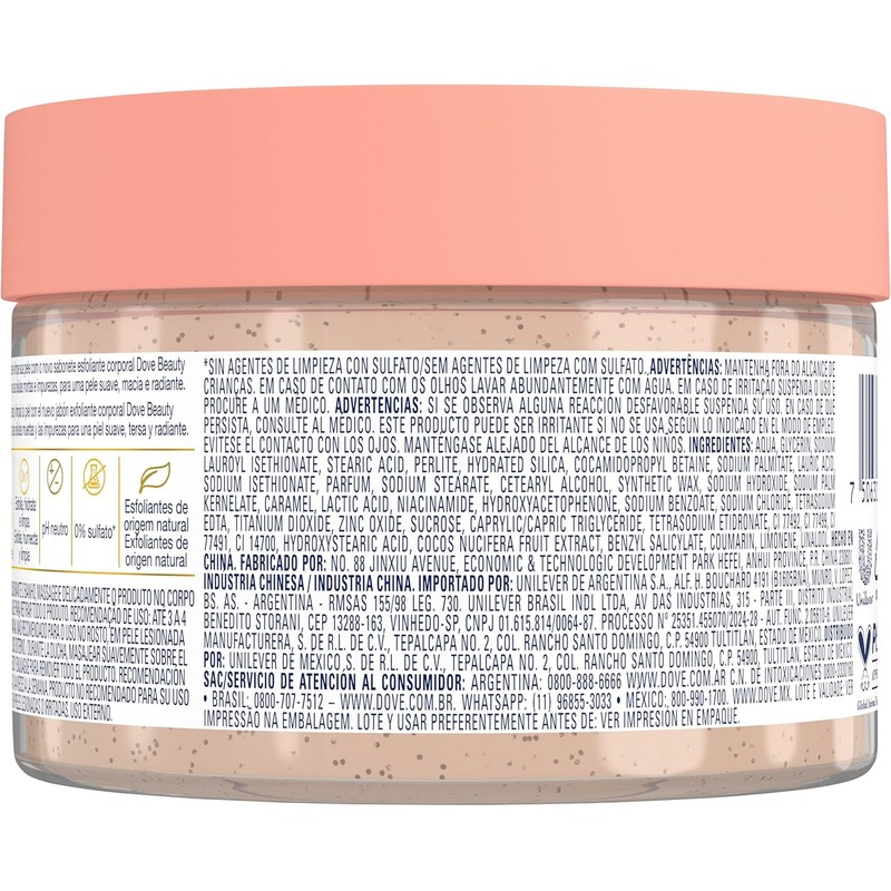 DOVE Beauty Scrub Jabón Exfoliante Corporal Coco y Azúcar Morena,