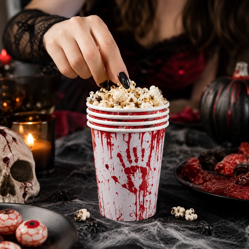 Halloween Disposable Tableware for Horror Parties – Bloody Handprint Paper