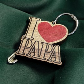 Vatertag Geschenk - I love Papa Schlüsselanhänger aus Holz, Glücksbringer, Vater Geschenk, Männertag Geschenk, Geschenk für Papa, Bestes Geschenk für Papa