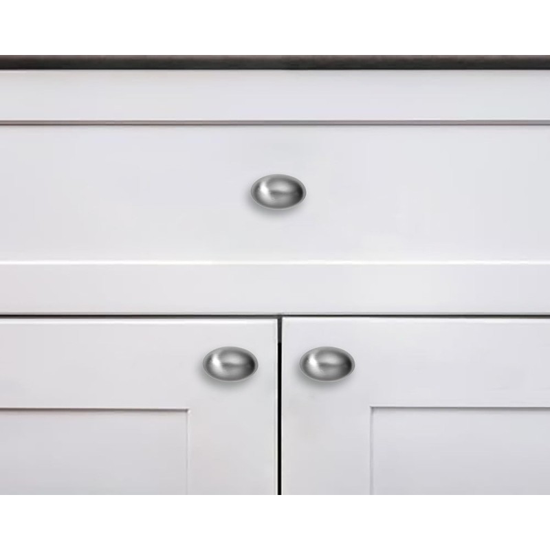 khtumeware 10 Pack 1-3/8 Inch Oval Brushed Satin Nickel Cabinet