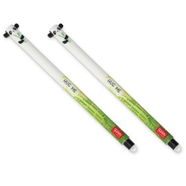 LEGAMI Erasable Gel Pen Panda, Thermosensitive Ink, 0.7 mm Tip Diameter, 15 cm Length, Black ink (Pack of 2)