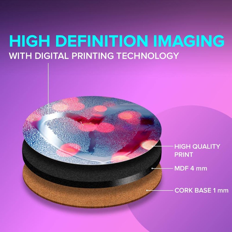 1 x Round Jumbo Size Coaster 12cm Love Heart Rain