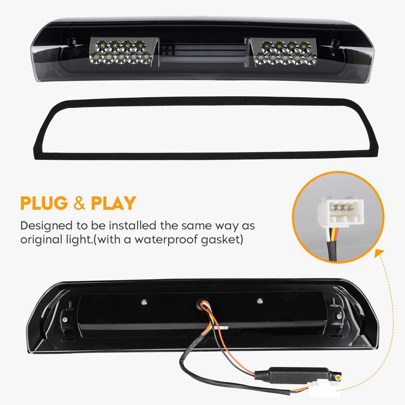 Bomusou LED Tail Lights + 3rd Brake Light Kit Fit
