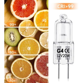 BROTOU G4 Halogen Bulbs, 20W 12V 300LM 2800K Warm White 2 Pin Clear Capsule Lamp Bulbs, Dimmable [Energy Class G] (4)