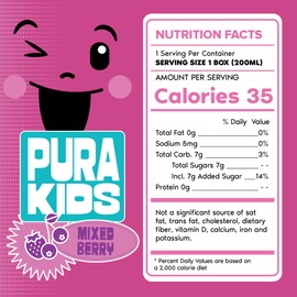 PURA Kids Box | Mixed Berry Fruit Extract Infused Drink for kids | 7g Of Pure Cane Sugar | Non-GMO | Vegan, No Artificial Sweeteners | Best Lunchbox Beverage with Paper Straw | 6.76 fl oz (200ml) | Pack of 6