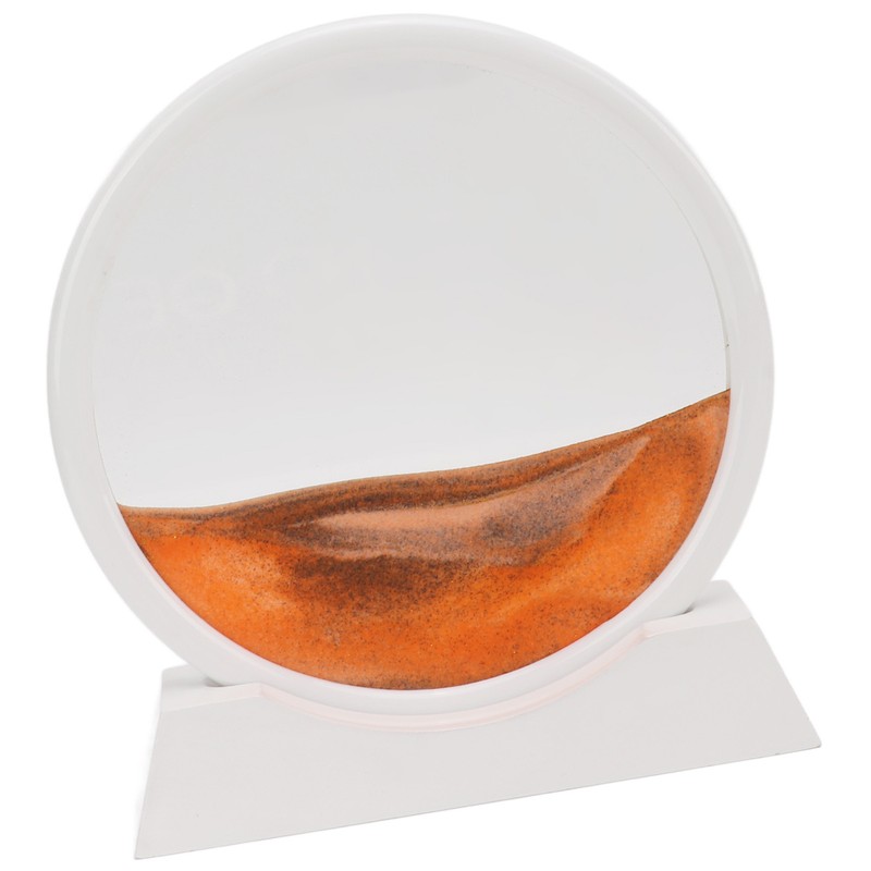 Moving Sand Art Round White Frame 3D High Transparent Glass