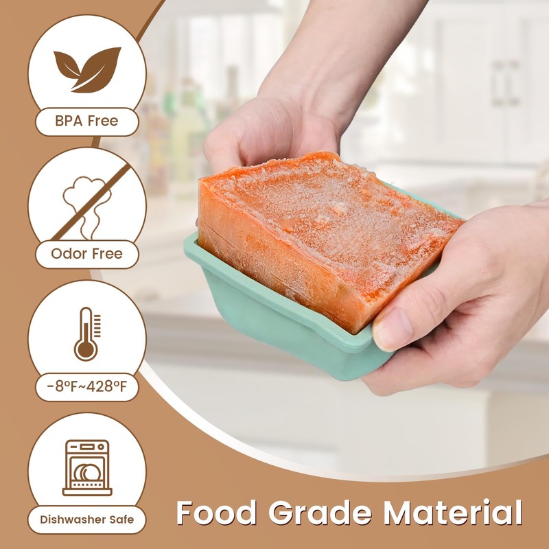 Silicone Freezer Tray for Soup Ice Cubes: 2-Cup Freezing Trays