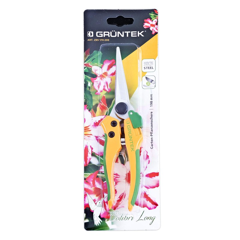 GRÜNTEK Colibri Long Secateurs 7.6", Pruning Shears with Centered Precision