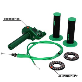JFG RACING Motorcycle Throttle Assembly,7/8" 22mm Quick Twist Throttle Grips With Throttle Cable Aluminum Alloy Universal For CRF50 KLX SSR TTR 110 125 150 200 250cc Dirt Pit Bike ATV Mini Bike Green
