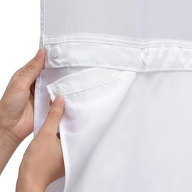 Hotel Style Removable Snap-in Fabric Shower Curtain Liner Replacement, Advanced TPU Waterproof Coated, Fits No Hook Shower Curtain with Snap in Liner, 3 Weighted Magnets, Washable, 71x55in, White