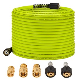 M MINGLE - Manguera para lavadora a presión de 50 pies x 3/8 pulgadas - Manguera de repuesto para lavadora eléctrica con kits de conexión...
