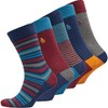 Original Penguin Mens Five Pack Stripe Socks (Navy/Burgundy/Blue Multi, UK