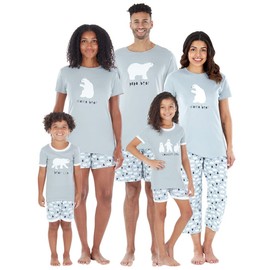 Sleepyheads Grey Polar Bear Family Matching Short Sleeve PJ Sets, Bear Summer, 10 Years, Kid's (Style 1)