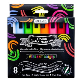 BAZIC Liquid Chalk Markers, 8 Colors, Erasable Chalkboard Marker, Reversible Tip, Wet Erase Markers Chalk Pens for Chalkboards Blackboard Signs Windows Glass, 1-Pack