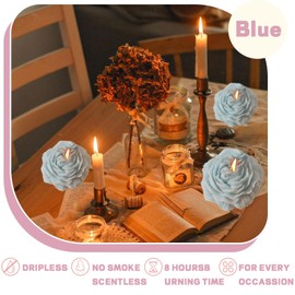 Peony Flower Shape Candles 1 Pack Soy Wax Decorative Candle for Bedroom Home Scented Candle Gift to Friends Family (Blue)