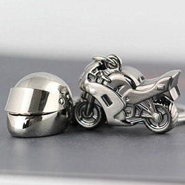 Maycom Creative moda romántico pareja llavero clave Anillo Cadena Llavero Key Fob para el día de San Valentín Regalo, multicolor/fantasía (Helmet & Motorcycle), Pequeño