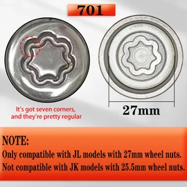 JEUCLEL JL 701 for 27mm Nuts, Wheel Locking Nut Key for Jeep (JL) Dodge, Wheel Lock Nut Socket Adapter Wheel Anti-Theft Lug Nut Removal Tool, Anti-Theft Screw Remover