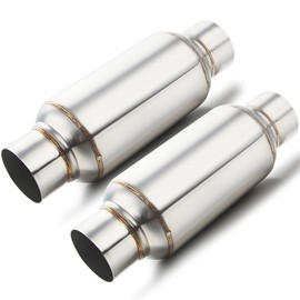 LCGP 2.5'' Inlet & Outlet Universal Muffler, 11.5'' Overall Length Stainless Steel Resonator 2 Pack