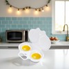 1Pc White Egg Poacher, Microwave Egg Boiler Poacher, 2 Cavity